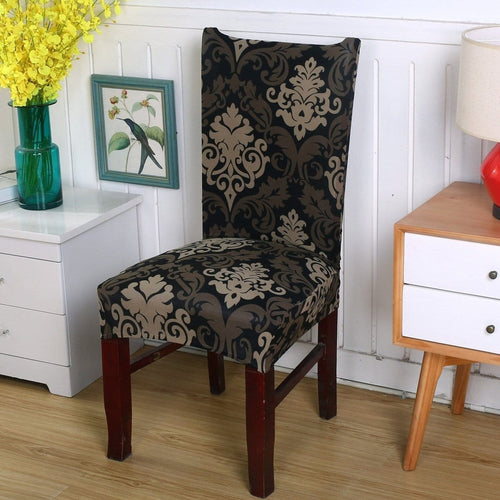 Chair Cover – Damask Print – Bronze & Black
