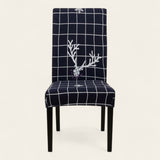 Chair Cover – Deer Grid Print – Midnight Navy