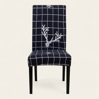 Chair Cover – Deer Grid Print – Midnight Navy