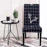 Chair Cover – Deer Grid Print – Midnight Navy