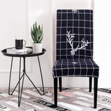 Chair Cover – Deer Grid Print – Midnight Navy