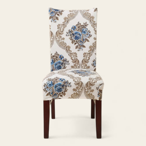Chair Cover – Floral Damask – Bouclé Sand