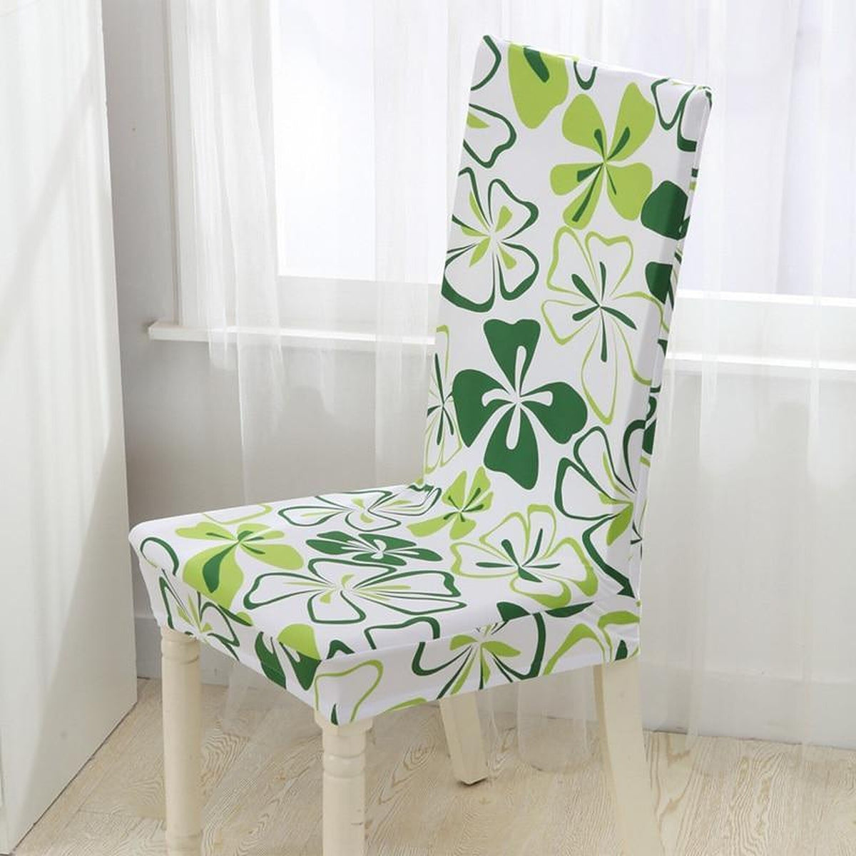 Chair Cover – Floral Print – Lime & Cream