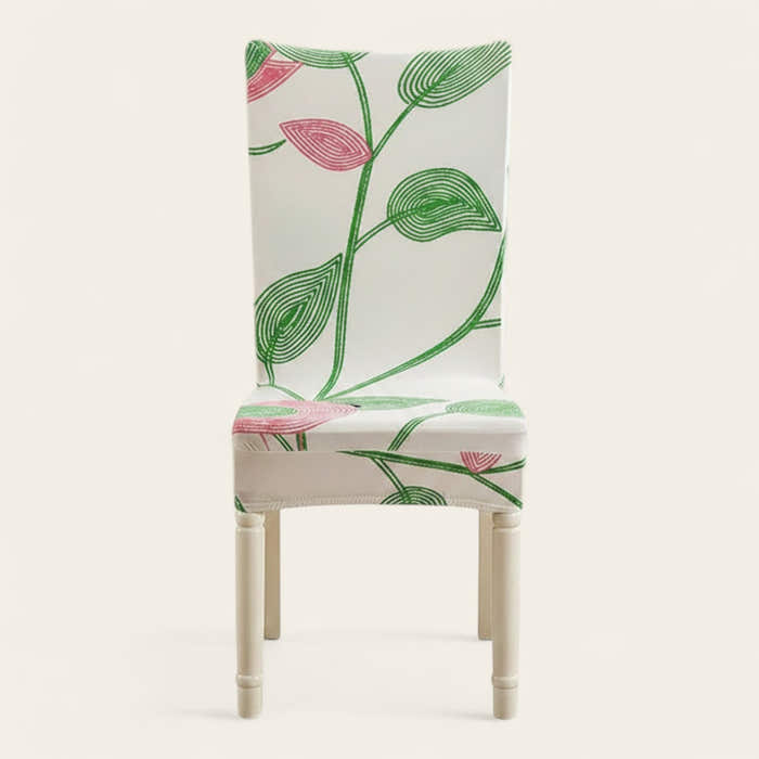 Chair Cover – Folk Leaf Print – Sage Mist