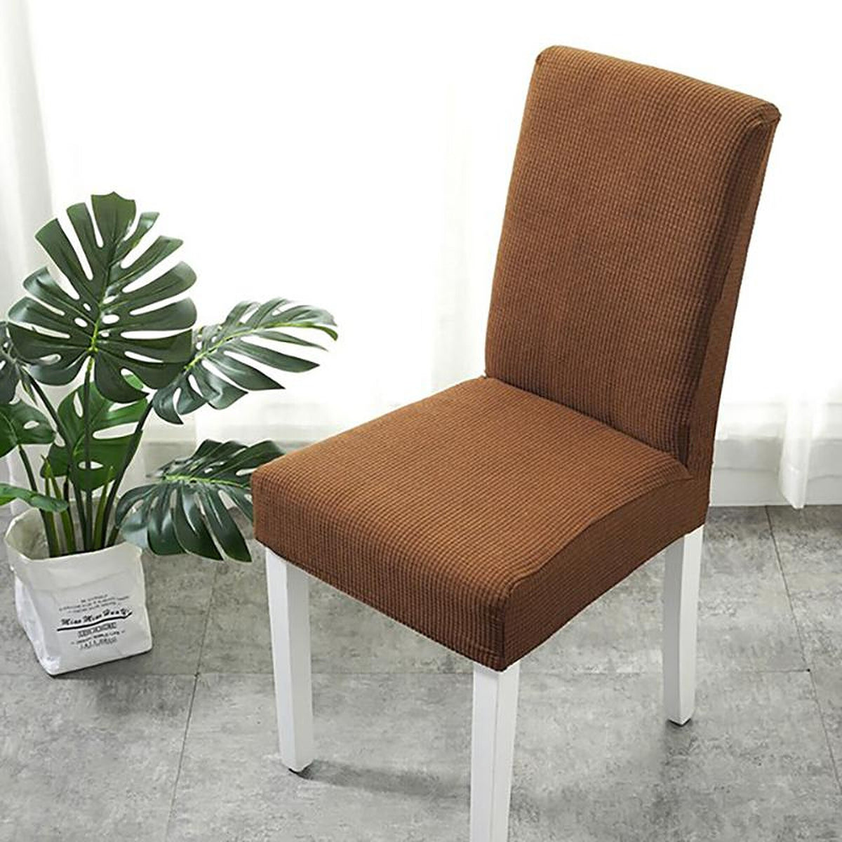Chair Cover – Herringbone Knit – Caramel