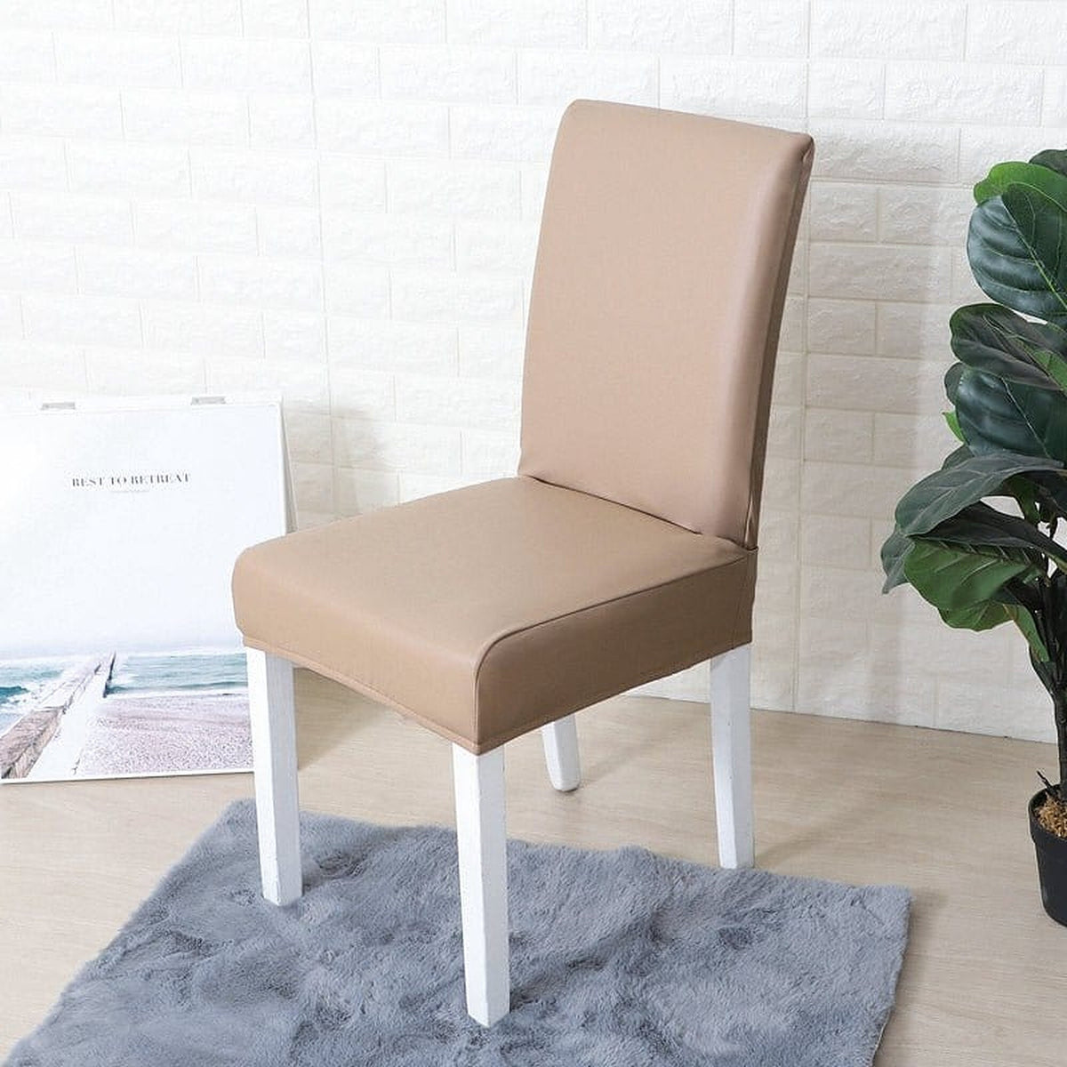 Chair Cover – Leather Look – Caramel