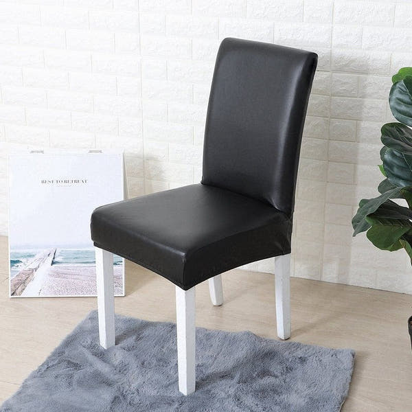 Chair Cover – Leather Look – Ink Black