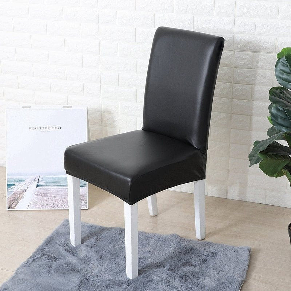 Chair Cover – Leather Look – Ink Black