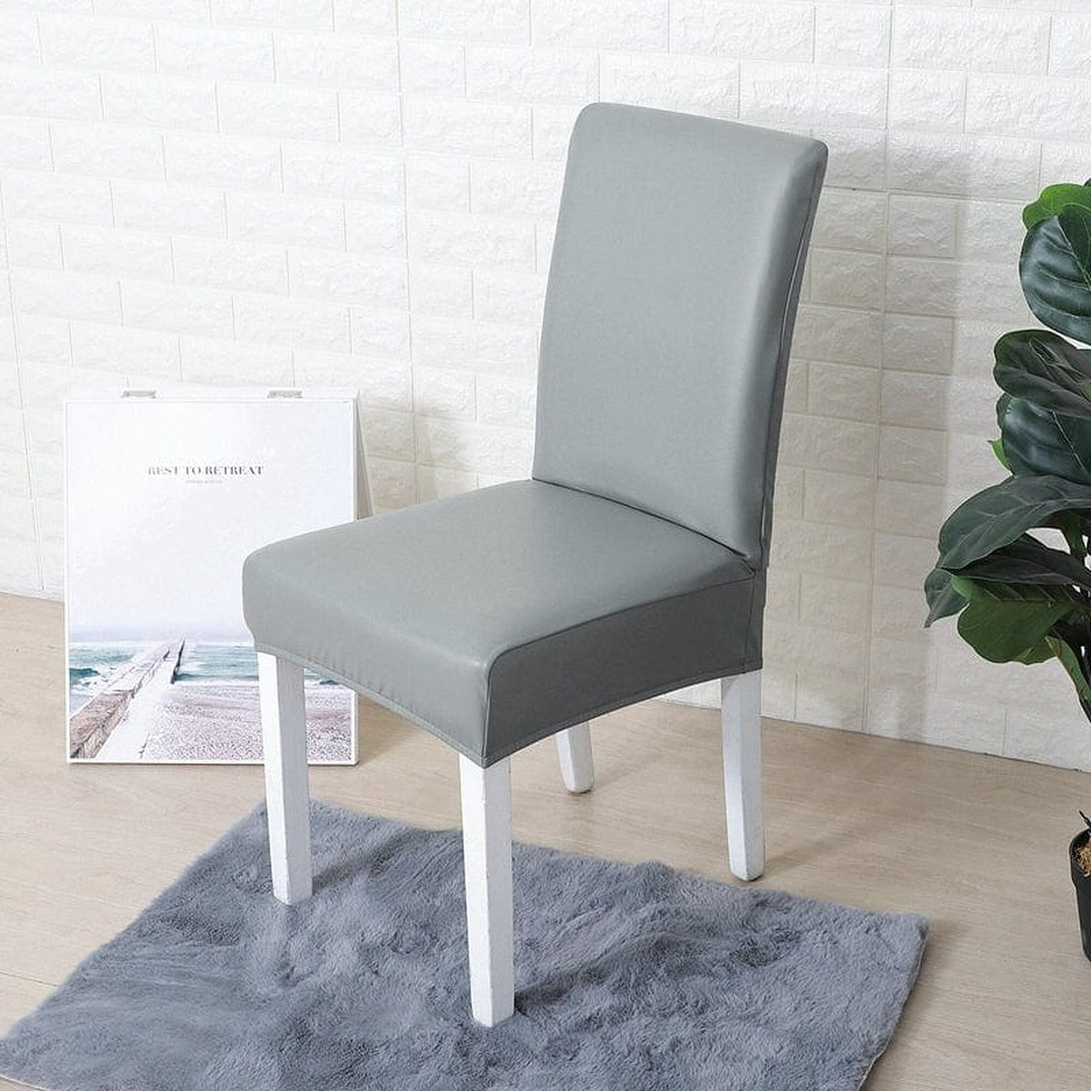 Chair Cover – Leather Look – Pearl Grey