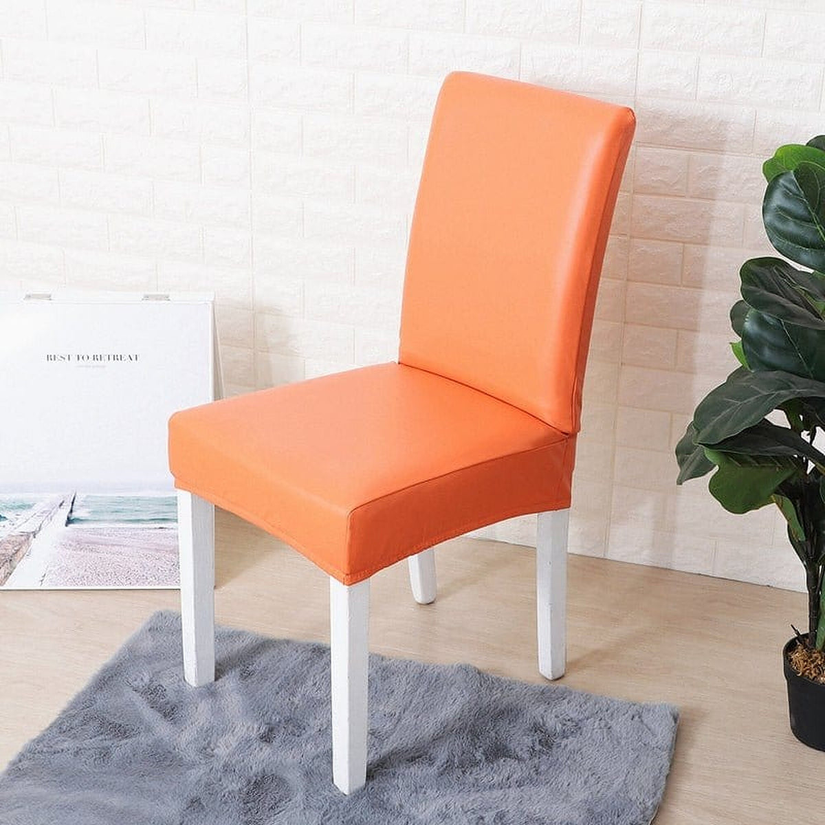 Chair Cover – Leather Look – Terracotta