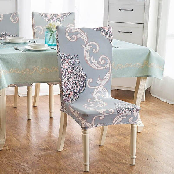 Chair Cover – Paisley Print – Pearl Grey