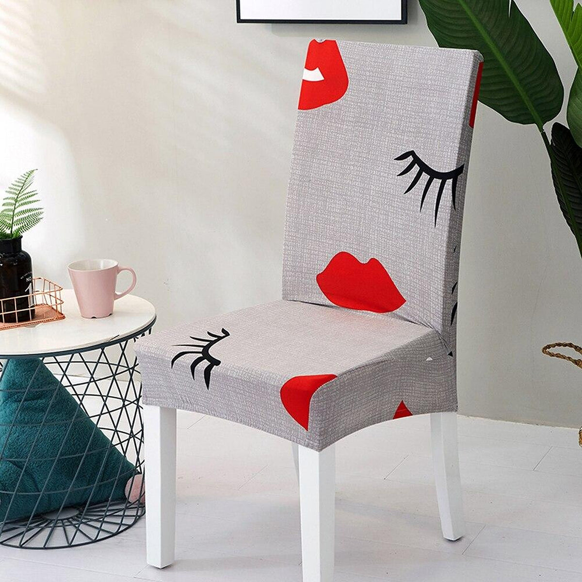 Chair Cover – Pop Art Face – Pearl Grey