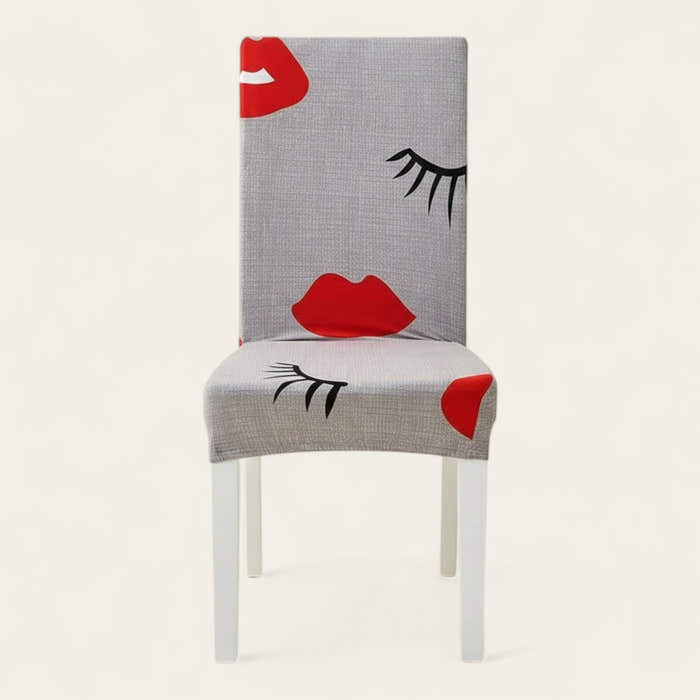 Chair Cover – Pop Art Face – Pearl Grey