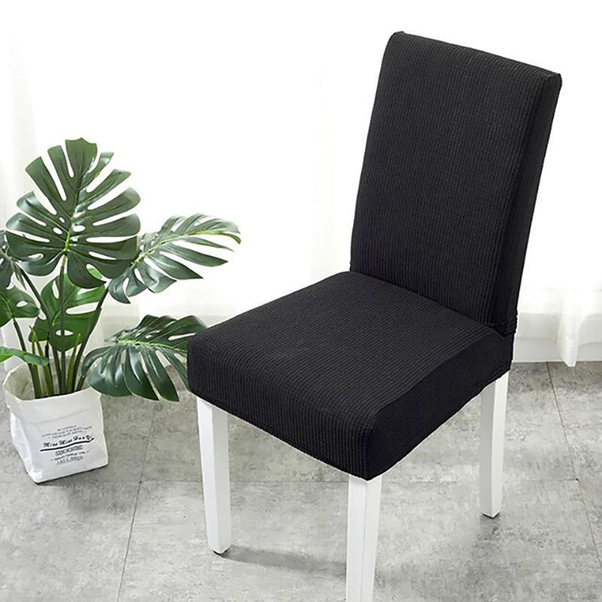 Chair Cover – Herringbone Knit – Ink Black