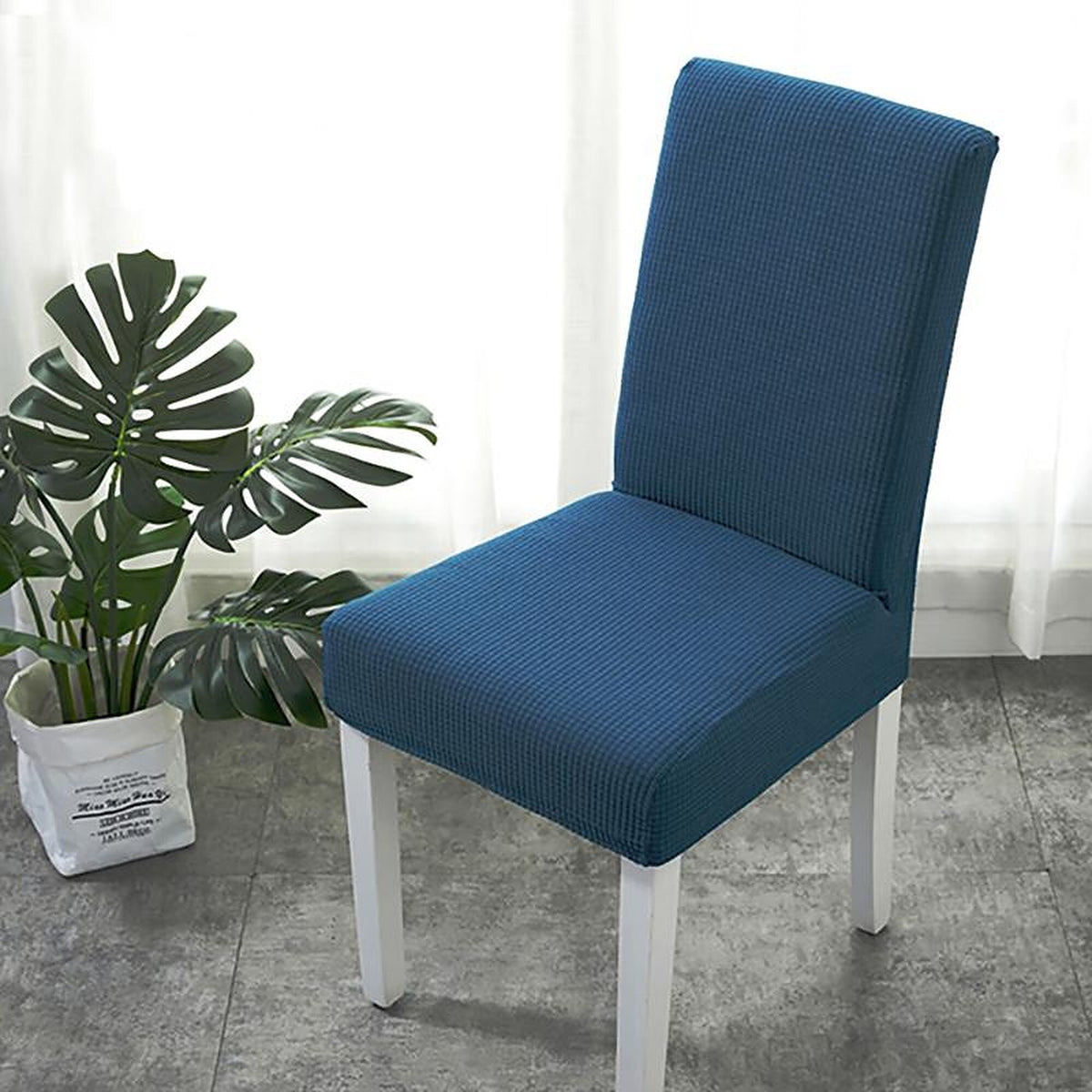 Chair Cover – Herringbone Knit – Stormy Blue