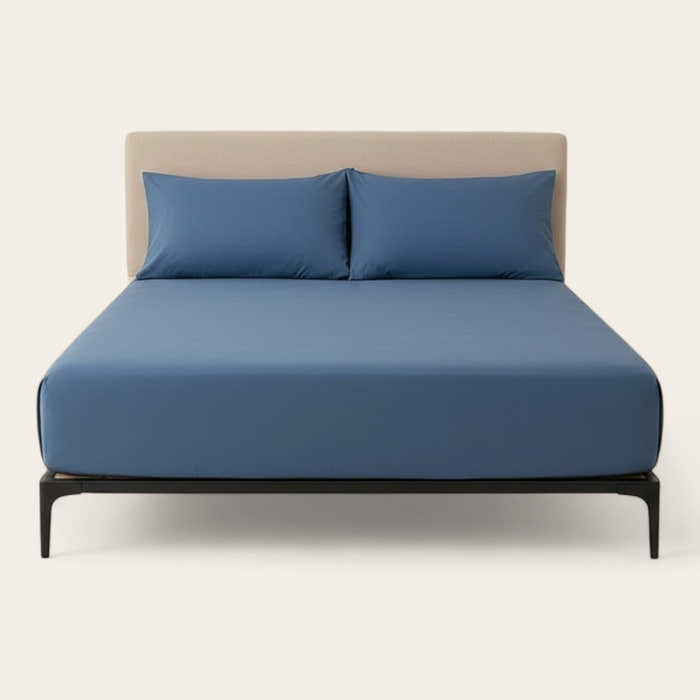 Fitted Sheet – Cotton Plain – Stormy Blue