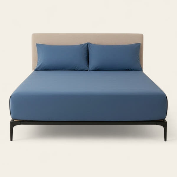 Fitted Sheet – Cotton Plain – Stormy Blue
