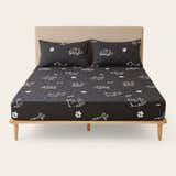 Fitted Sheet – Doggy Print – Ink Black