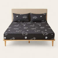 Fitted Sheet – Doggy Print – Ink Black