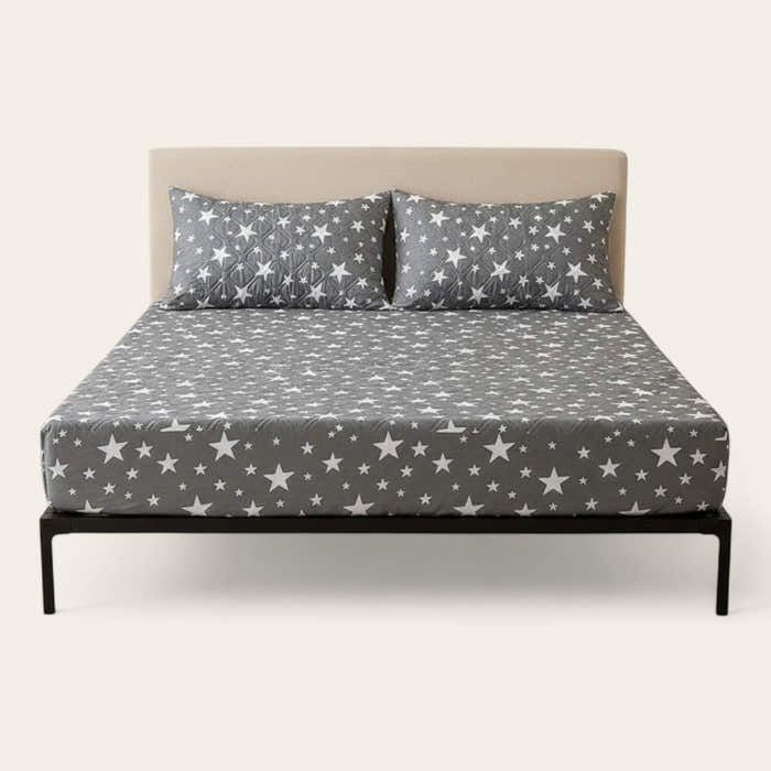 Fitted Sheet – Star Print – Charcoal