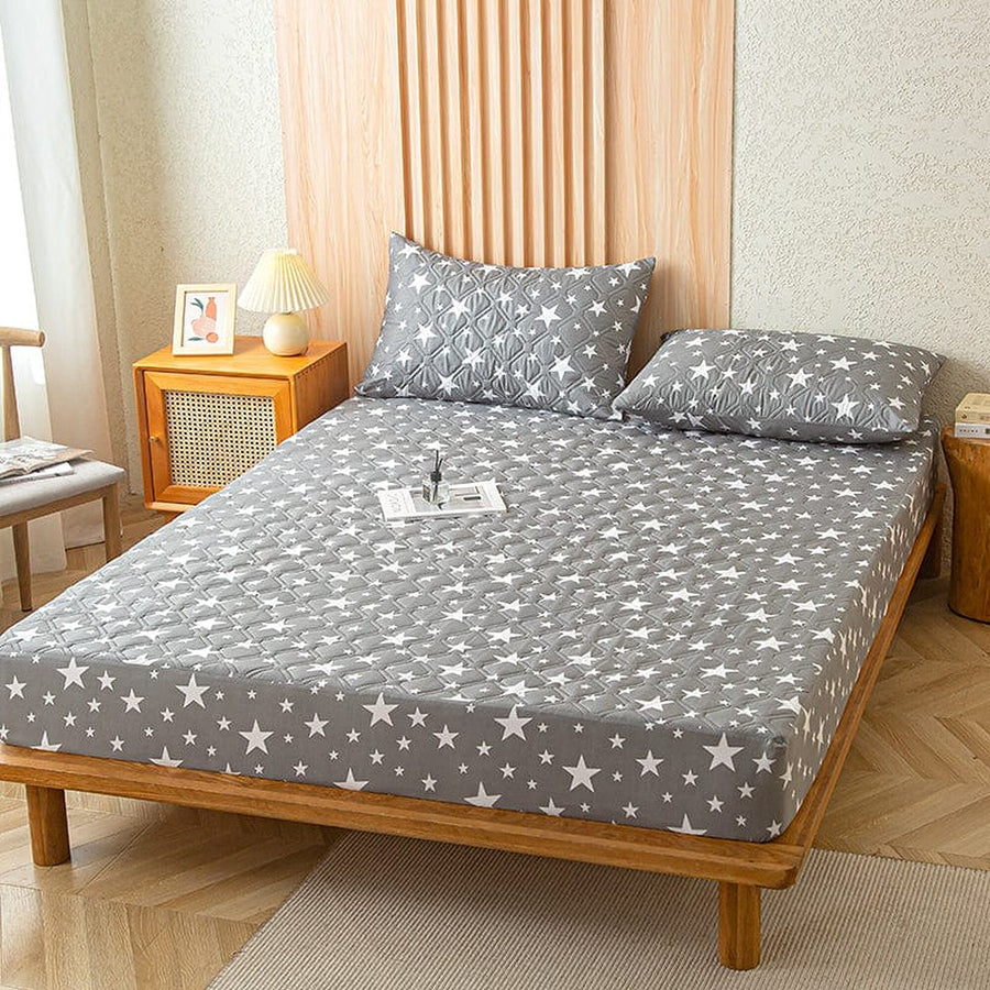 Fitted Sheet – Star Print – Charcoal