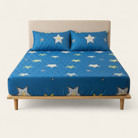 Fitted Sheet – Star Print – Stormy Blue