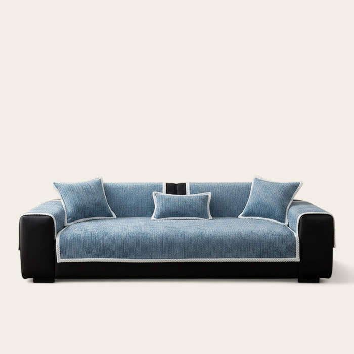 Non-Slip Sofa Cover – Chenille – Stormy Blue