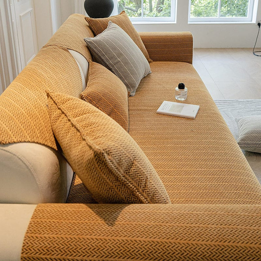 Non-Slip Sofa Cover – Corduroy Knit – Caramel
