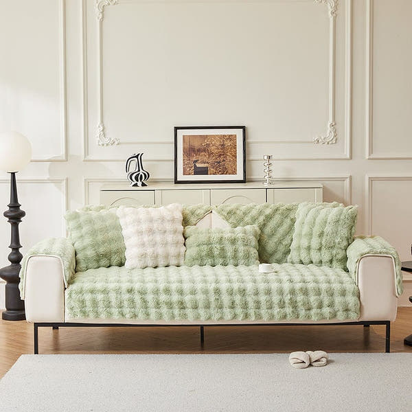 Non-Slip Sofa Cover – Cross Pattern Quilt – Sage Mist