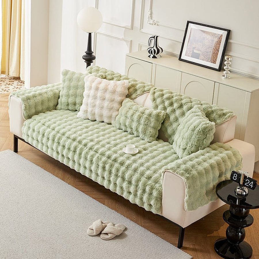 Non-Slip Sofa Cover – Cross Pattern Quilt – Sage Mist