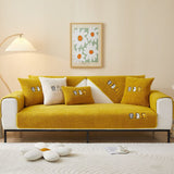 Non-Slip Sofa Cover – Embroidered Print – Honey