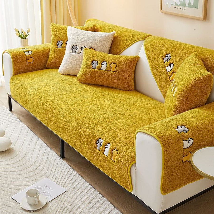 Non-Slip Sofa Cover – Embroidered Print – Honey