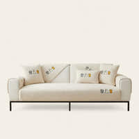 Non-Slip Sofa Cover – Floral Embroidered – Ivory Cream