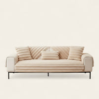 Non-Slip Sofa Cover – Pinstripe Knit – Bouclé Sand
