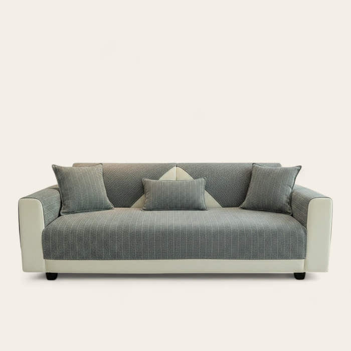 Non-Slip Sofa Cover – Pinstripe Knit – Sage Mist