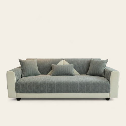 Non-Slip Sofa Cover – Pinstripe Knit – Sage Mist
