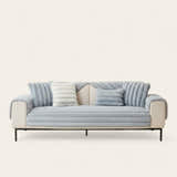 Non-Slip Sofa Cover – Pinstripe Knit – Sky Mist