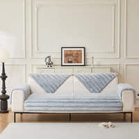 Non-Slip Sofa Cover – Pinstripe Knit – Sky Mist