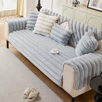 Non-Slip Sofa Cover – Pinstripe Knit – Sky Mist