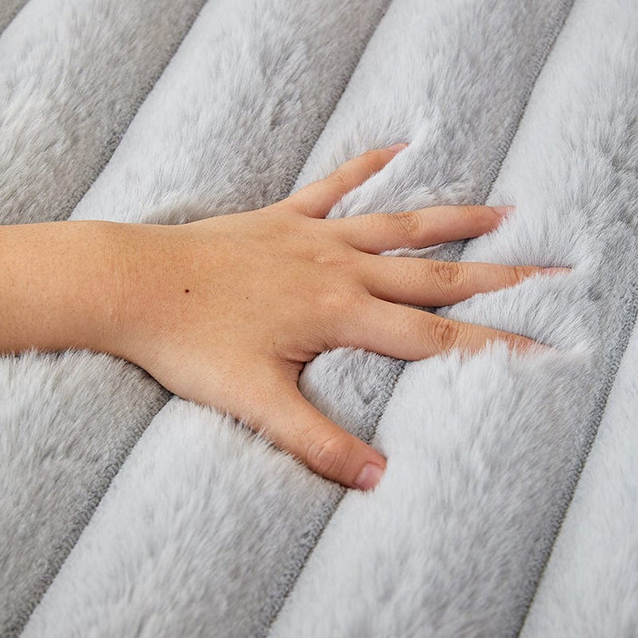 Non-Slip Sofa Cover – Pinstripe Knit – Sky Mist