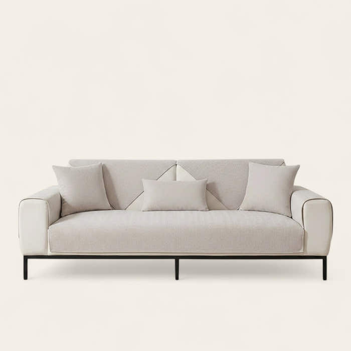 Non-Slip Sofa Cover – Plain Stretch – Pearl White