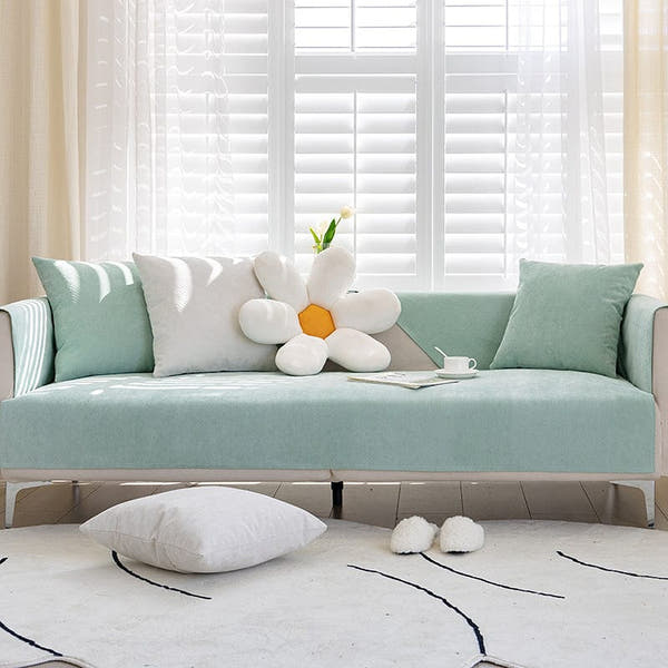 Non-Slip Sofa Cover – Plain Stretch – Sage Mist