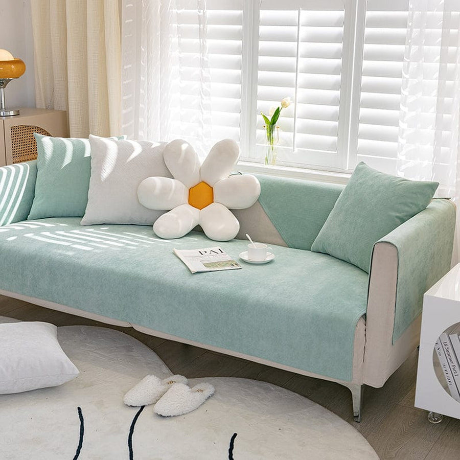 Non-Slip Sofa Cover – Plain Stretch – Sage Mist