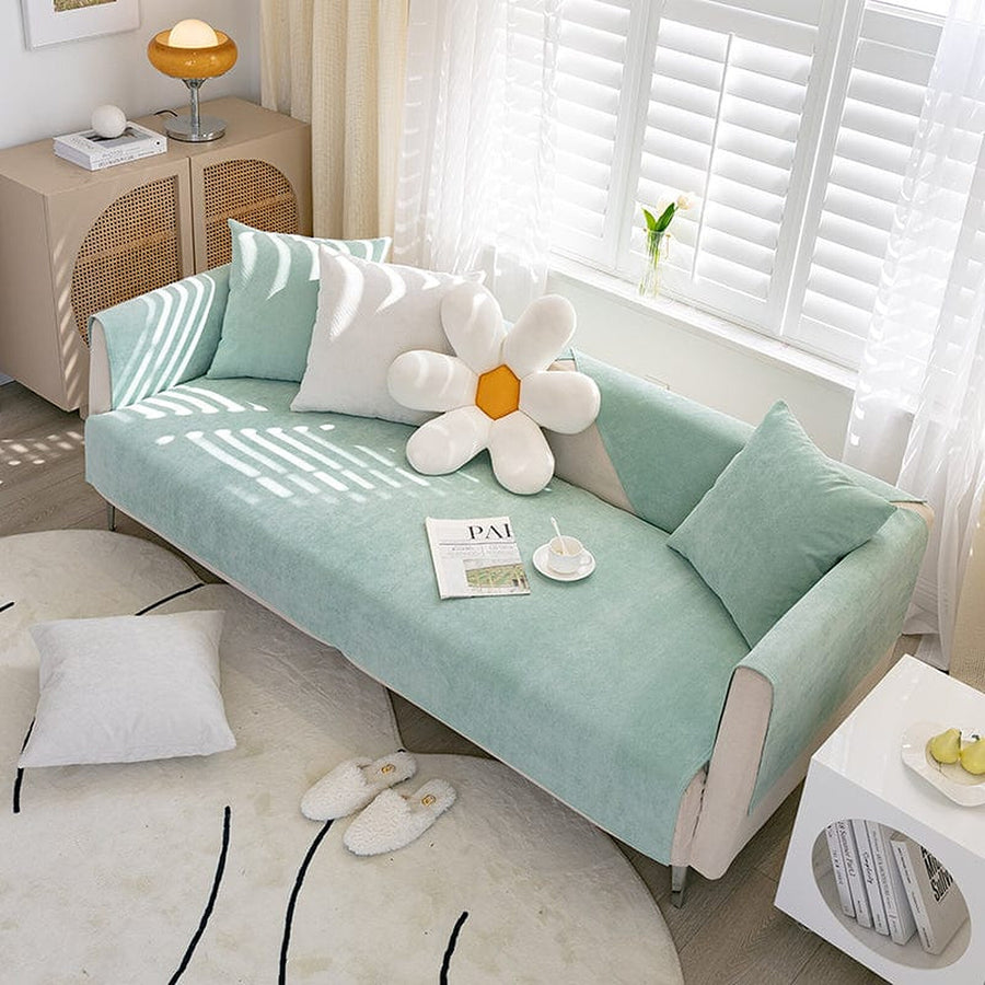 Non-Slip Sofa Cover – Plain Stretch – Sage Mist