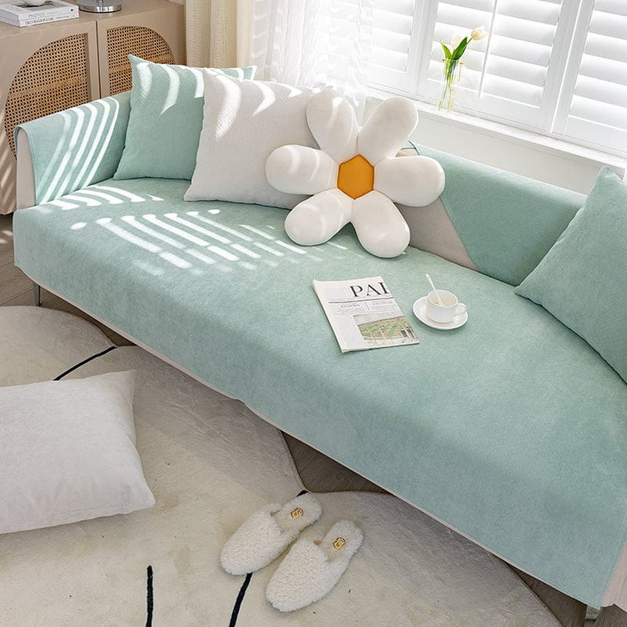 Non-Slip Sofa Cover – Plain Stretch – Sage Mist