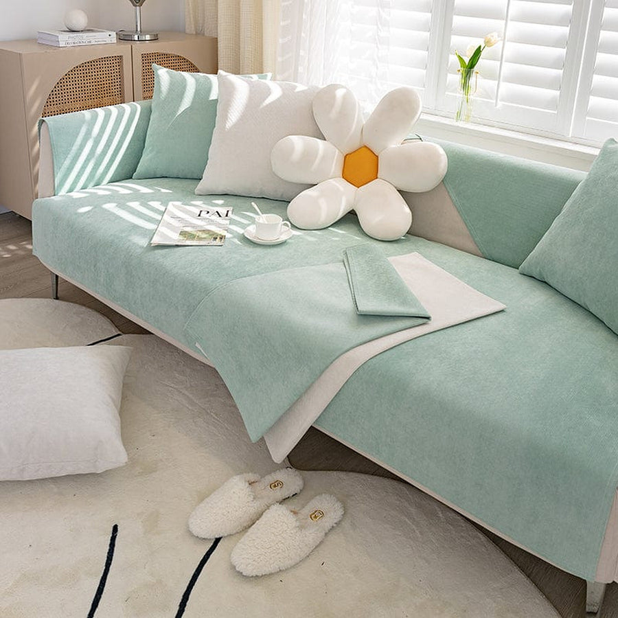 Non-Slip Sofa Cover – Plain Stretch – Sage Mist