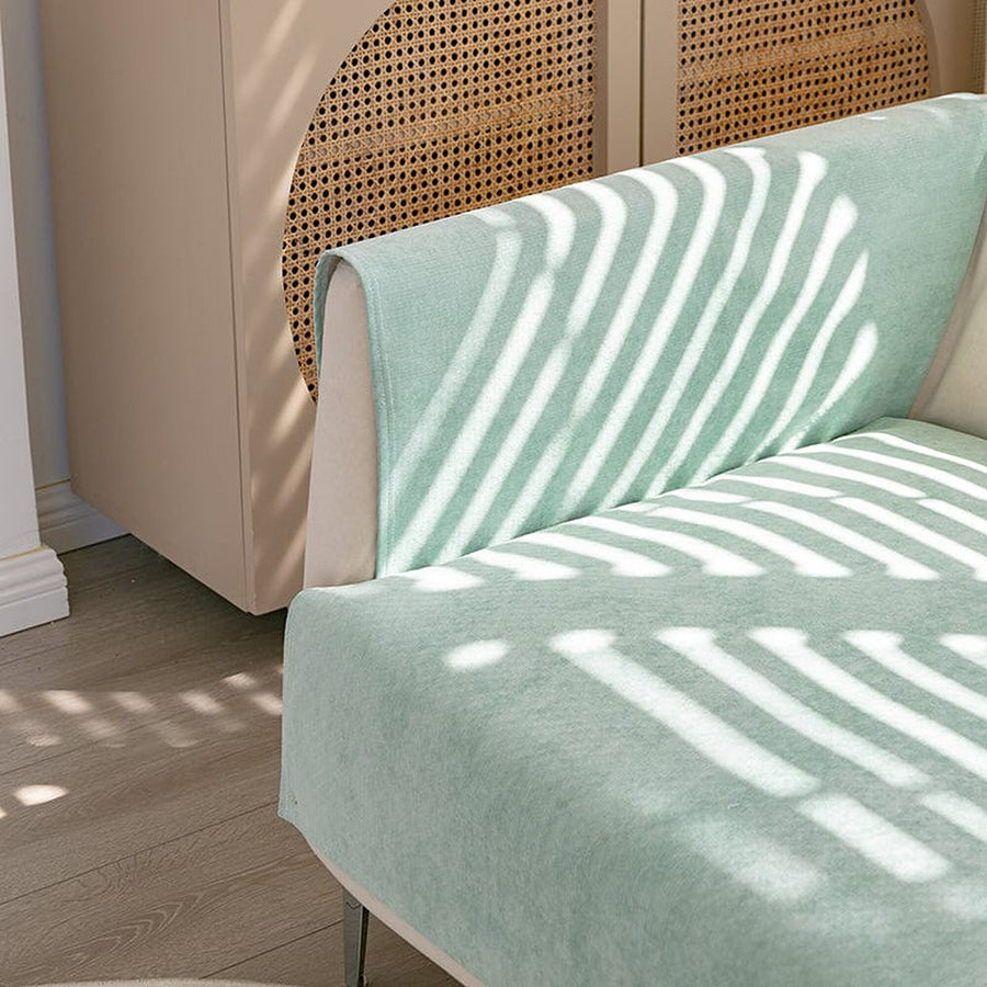 Non-Slip Sofa Cover – Plain Stretch – Sage Mist