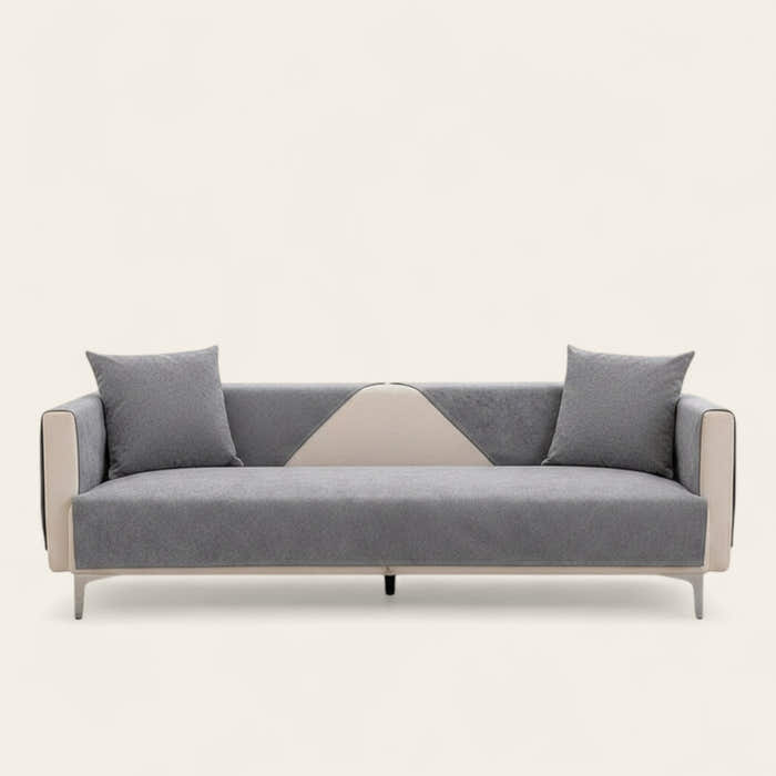 Non-Slip Sofa Cover – Plain Stretch Sectional – Pearl Grey