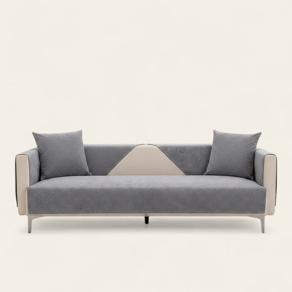 Non-Slip Sofa Cover – Plain Stretch Sectional – Pearl Grey