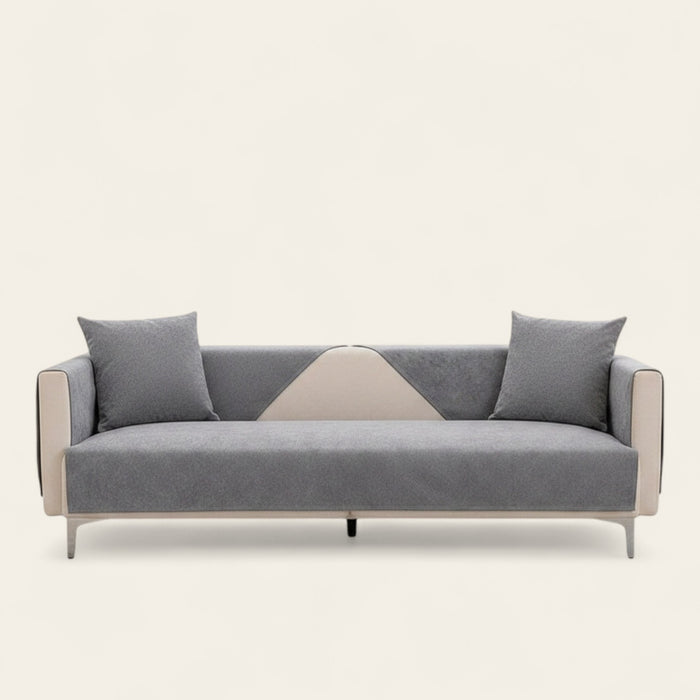 Non-Slip Sofa Cover – Plain Stretch Sectional – Pearl Grey